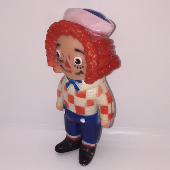 Vintage Raggedy Andy Squeaker Doll Toy 6” Plastic - Picture 6 of 9